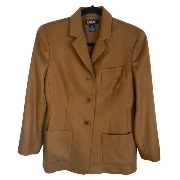 Vintage Lands' End Size 6 Petite Wool Cashmere Camel Blazer Fully Lined Buttons - Picture 1 of 7
